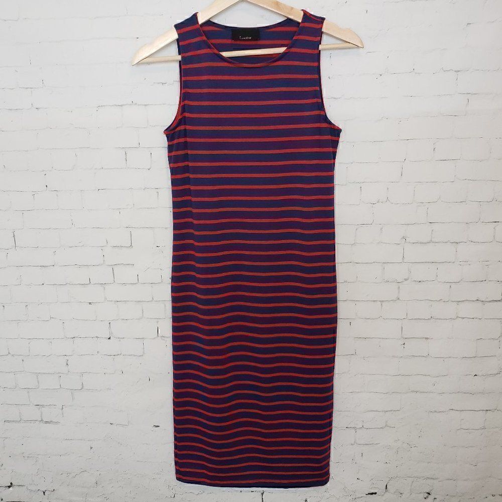 Lumiere Anthropologie Striped Blue Red Dress S